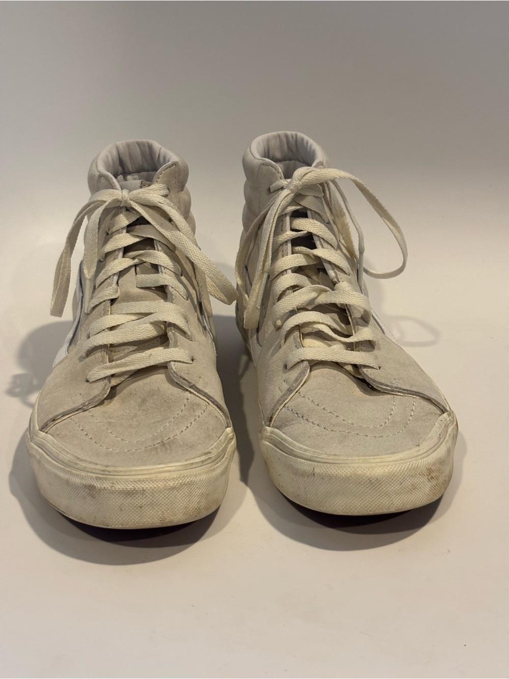 Vans High-Top Suede Sneakers in Light Beige